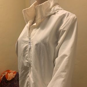 Lands End cream hooded wind breaker